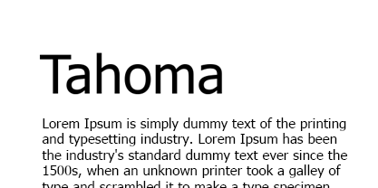 Tahoma font in use